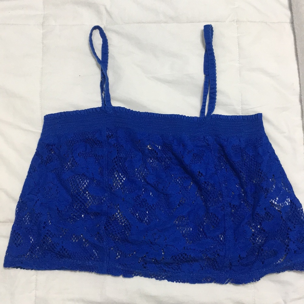 blue lace crop top